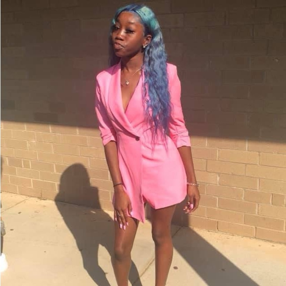 Chic Pink Blazer Romper